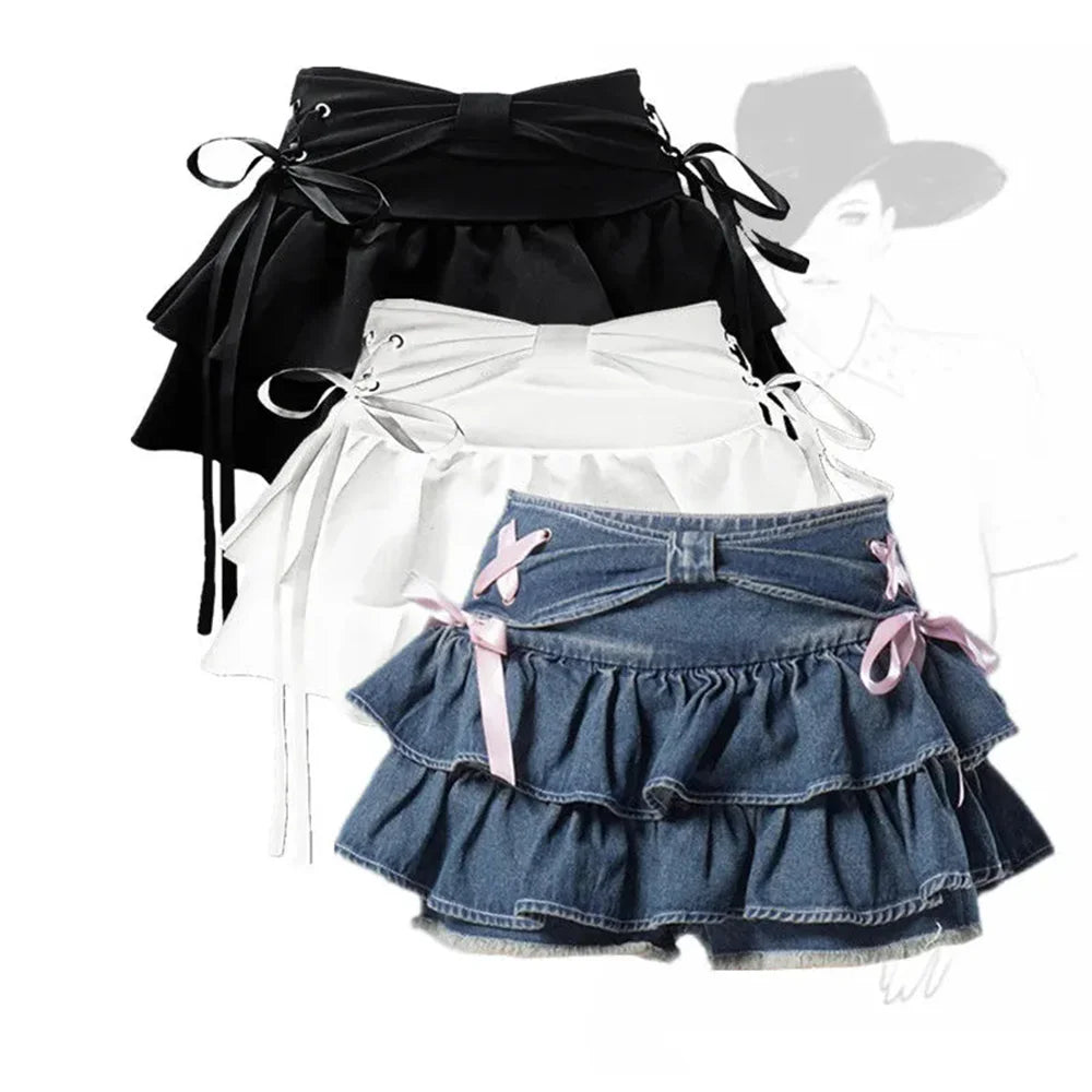 Women's Y2K Gothic Denim Mini Skirt