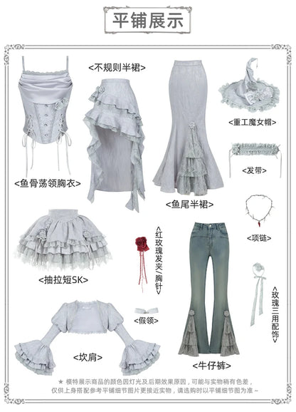 Women's Gothic Camisole Fishtail Skirt Set