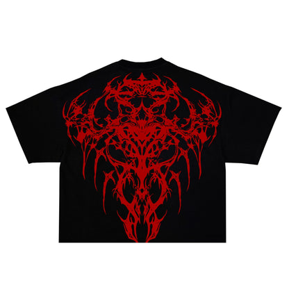 T shirt Men Dark Oversized Cotton Tee Skull Print Workout Gym Top Streetwear Fitness Clothing Alternative Fashion