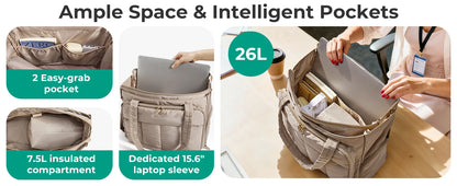 BAGSMART Tote Bag for Women Teacher Tote with Insulated Compartment Puffer Laptop Work Tote Handbags for Work Travel Gym