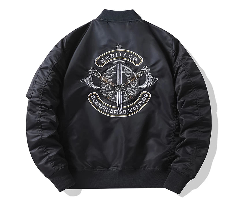 Apex Ritual – Spring Autumn Embroidered MA1 Pilot Jacket Men – Trendy American Workwear Baseball Style