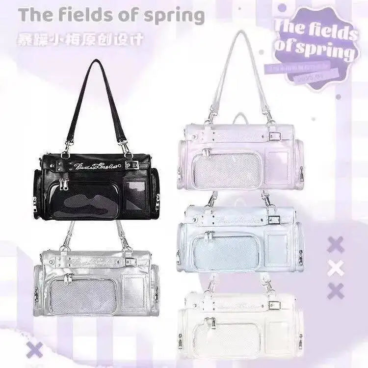 Large Capacity Japanese Y2k Shoulder Itabag Transparent MultiPocket Harajuku Crossbody Bag Cute Girl JK Uniform Underarm Bag