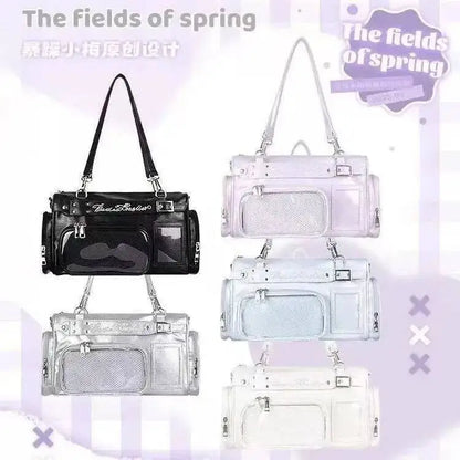 Large Capacity Japanese Y2k Shoulder Itabag Transparent MultiPocket Harajuku Crossbody Bag Cute Girl JK Uniform Underarm Bag
