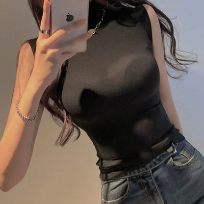 Women's Y2K Vintage Sleeveless Turtleneck Top