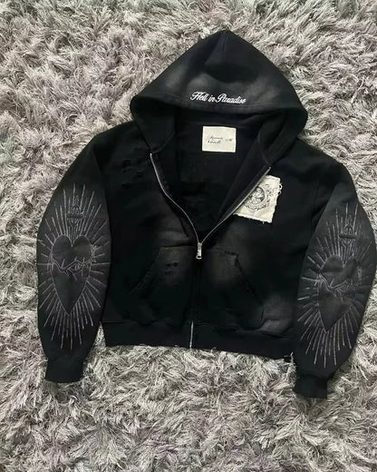 Men's Y2K Gothic Cross-Zip Mask Hoodie
