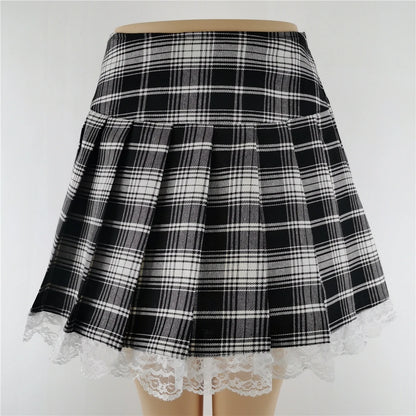 Women's Pink Plaid Gothic Mini Skirt