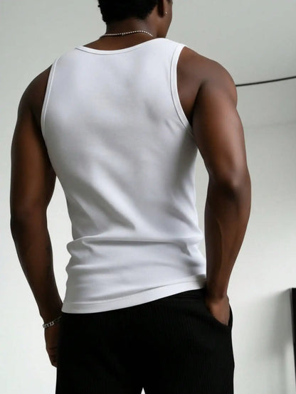 Men's Solid Color Tank Top Slim Fit U-Neck Sleeveless T-Shirt Basic Casual Vest For Men Gym Workout Summer Streetwear Tops