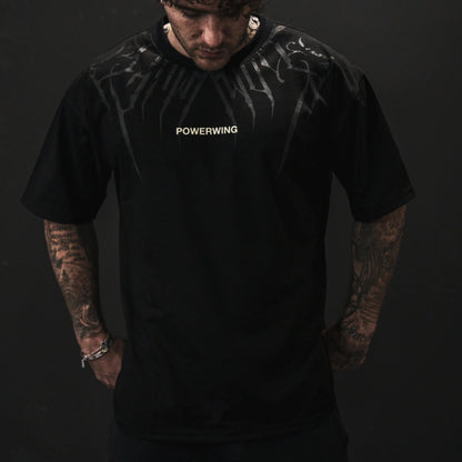 T shirt Men Dark Oversized Cotton Tee Skull Print Workout Gym Top Streetwear Fitness Clothing Alternative Fashion