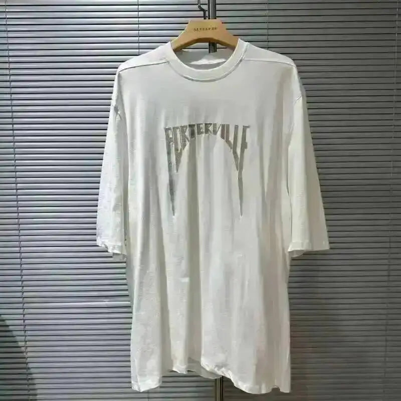 HKSH Summer Men's Tide Dark High Street Trendy Letters Print T-shirt Women Round Collar Cotton Oversized Loose Short Tees HK3578