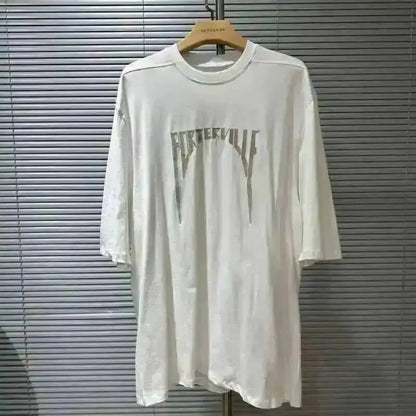 HKSH Summer Men's Tide Dark High Street Trendy Letters Print T-shirt Women Round Collar Cotton Oversized Loose Short Tees HK3578