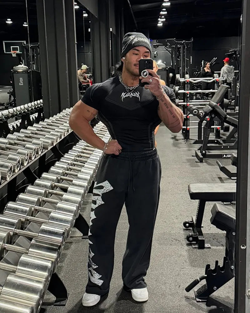 Men's Compression Short Sleeve T-Shirt Tribal Print Workout Tops Breathable Quick Dry Athletic Base Layer for Gym Training Bodyb