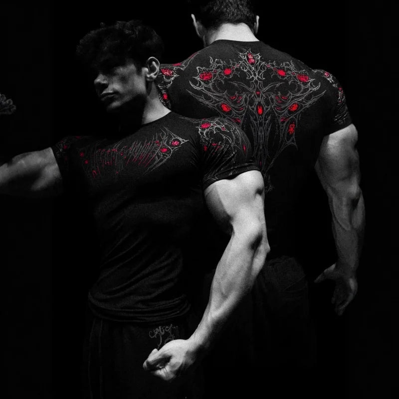 Muscular Men Trendy FitnessTShirt，Adopt American-Style Trendy Brand Sports Quick-Dry Breathable Short SleevesTShirt。