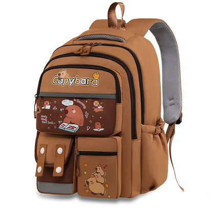 Kawaii Capybara School Backpack for Girls School Bags Set Casual Daypack Teens Girls Book Bag Children Schoolbag Travel Backpack