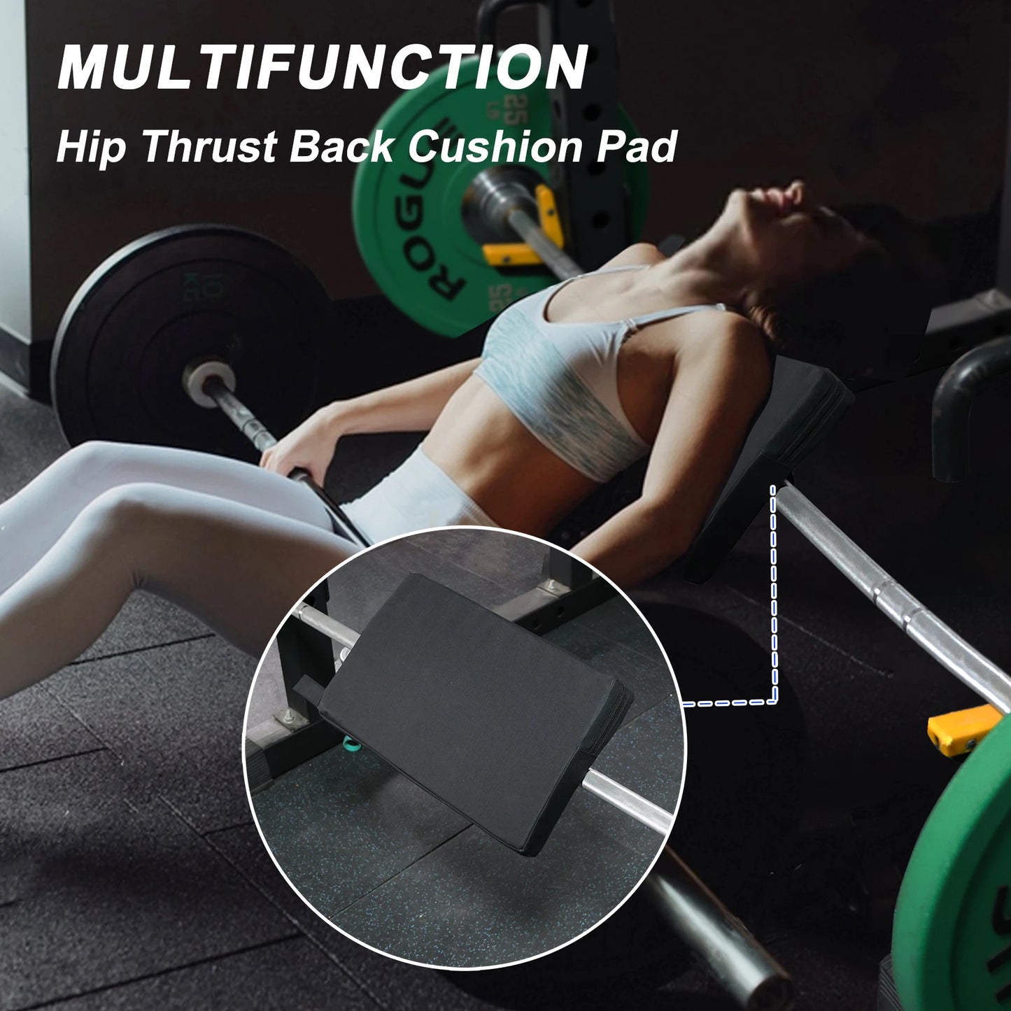 Square Hip Thrust Pad Protective Extra Thick foam pad for Barbell Weightlifting Hip Thrusts and Glute Bridges Workouts Home Gym