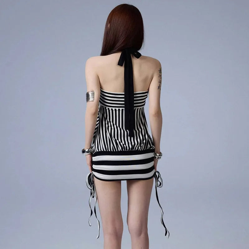 Women's Strapless Striped Bodycon Mini Dress