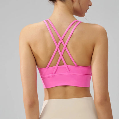 TRY TO BN Gym Tops Women Bras Sports Bralette Nylon Breathable Fitness Underwear Cross Back Running Workout Female Yoga Clothing