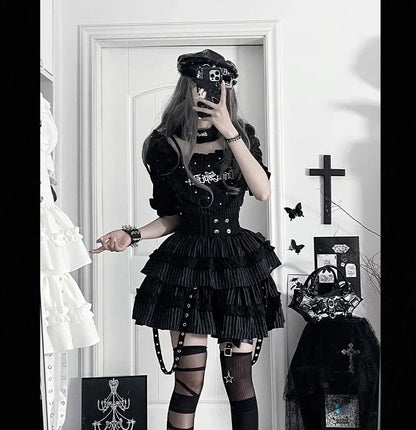 Women's Gothic Puff-Sleeve Sweetheart Dress