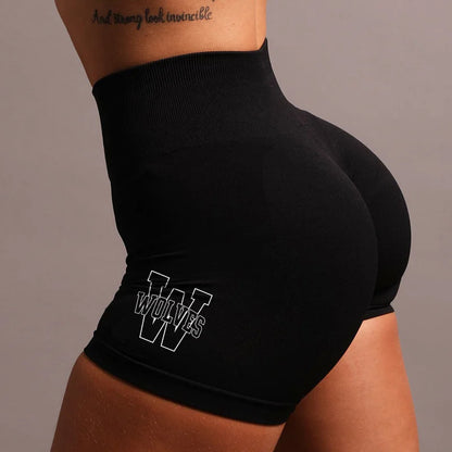 Apex Ritual – レディースハイウエストピーチショートパンツ – シームレスニットフィットネスヨガパンツ