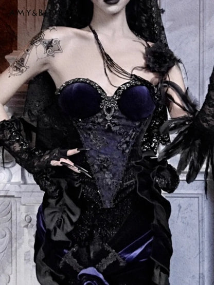 Women's Gothic Velvet Corset Waist Top