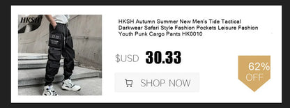 HKSH Spring Summer New Men's Tide Dark Cotton Form Five Star Printed Pattern Cotton T-shirts Half Sleeve Women Chic Tees HK2006