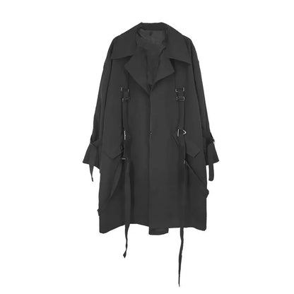 Black Oversized Dark Trench Windbreaker