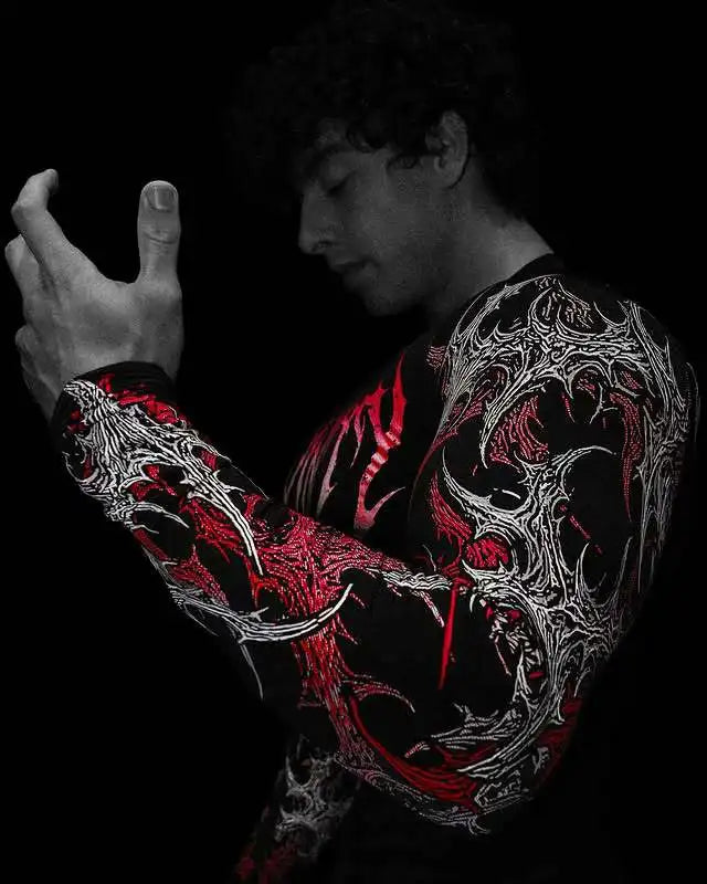 Men's Long Sleeve Fitness T-Shirt Tight Sports Wear Quick Dry High Elasticity Spring Autumn Seasonal Style round Neck Letter ...