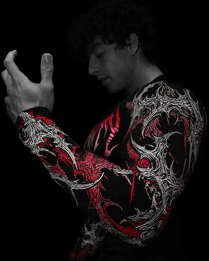 Men's Long Sleeve Fitness T-Shirt Tight Sports Wear Quick Dry High Elasticity Spring Autumn Seasonal Style round Neck Letter ...