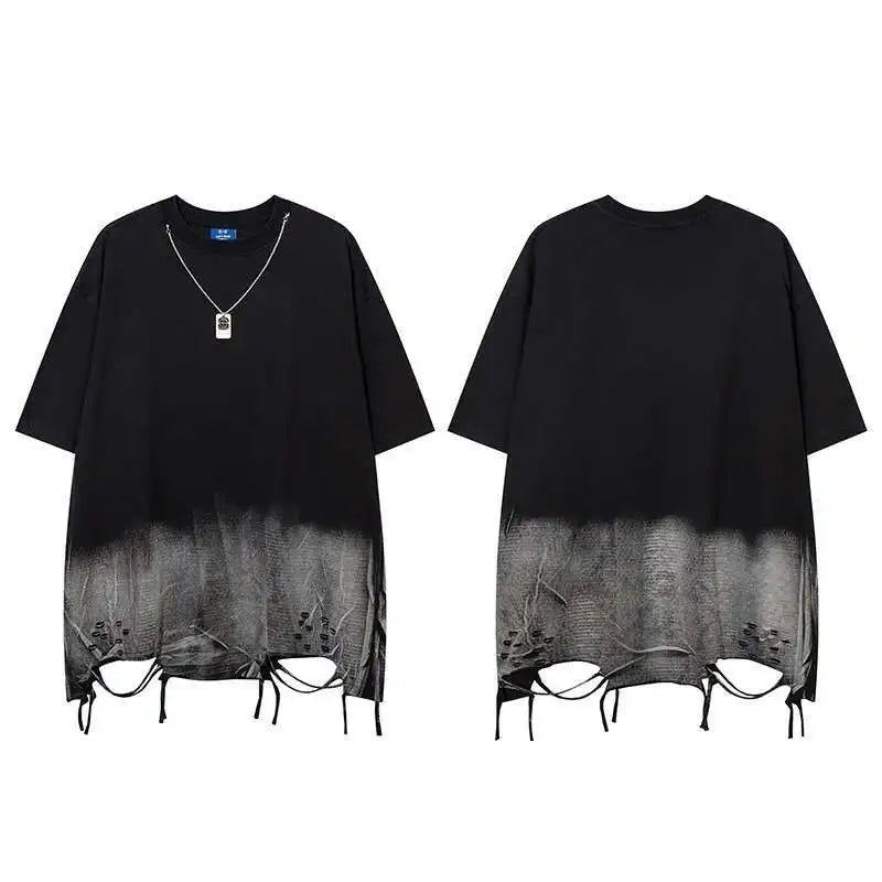 HKSH Summer New Trendy Dark Color Contrast O-Neck Short Sleeve T-shirts Men's Tide High Street Half Length Tees Tie-dyed HK0989