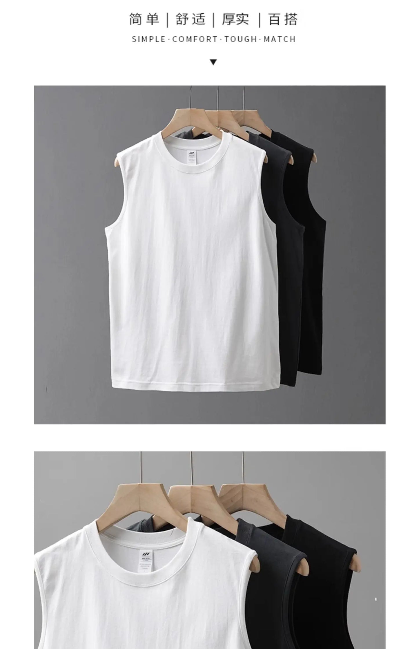 Dukeen 250G Heavyweight Men's Tank Tops 2024 New Summer Pure Cotton Sleeveless Shirt Man Sports Casual Basketball Vest
