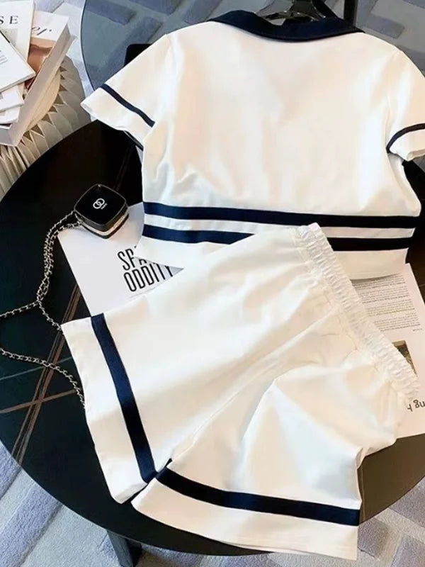 Salt Series Street Sle Sportswear Women's Summer 2026 Faion Set ort orts Casual Two-Piece Suit V-Ne Loose Fit Polye...