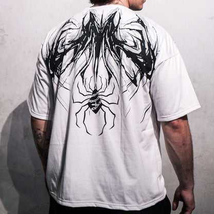 T shirt Men Dark Oversized Cotton Tee Skull Print Workout Gym Top Streetwear Fitness Clothing Alternative Fashion