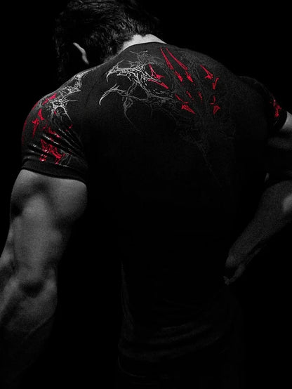 Men's Gym Workout T-shirt - Quick Dry Compression Short Sleeve Top For Bodybuilding Running Training Athletic Sports Wear