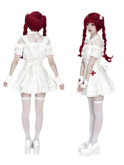 Women's White Gothic Lolita Two-Piece Set