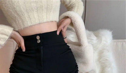 XS-5XL Shorts Women Black Wide-leg High Waist Shirring Lace-up All-match Streetwear Korean Fashion Summer Female Casual Y2k Chic