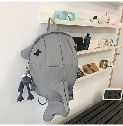 Whale Design Dual Shoulder Backpack Unisex Street Style Cycling Bag Fashionable Student Backpack for Men And Women