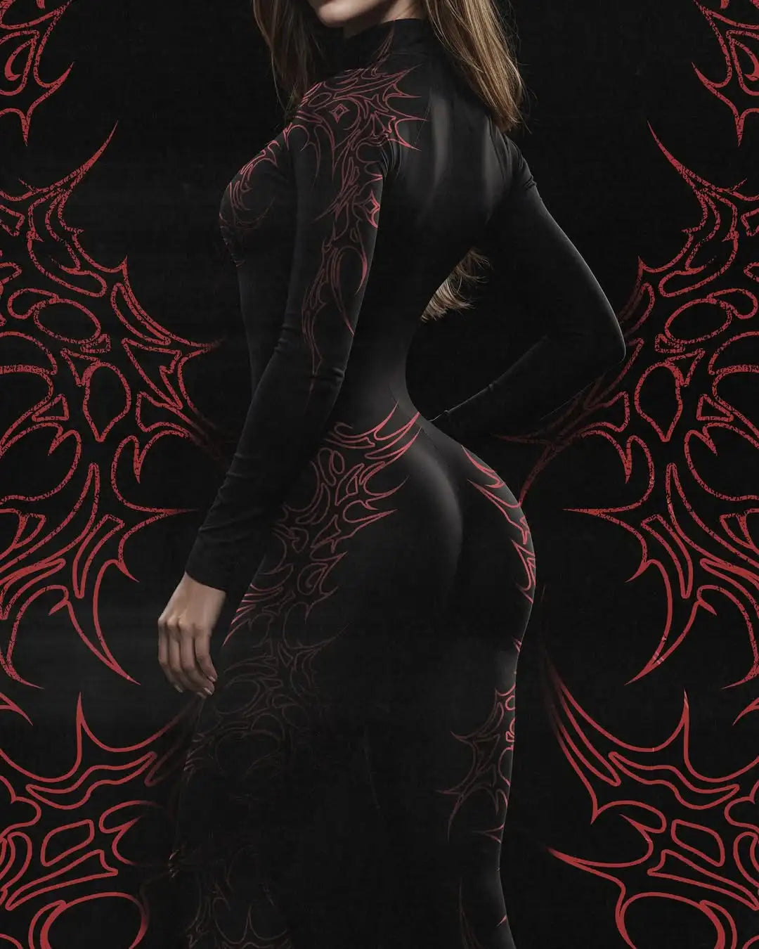 European and American popular zippered long-sleeved trouser jumpsuit slim - APEX RITUAL women's matching sets