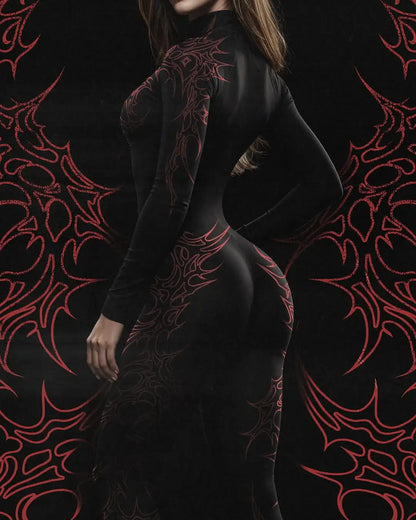 European and American popular zippered long-sleeved trouser jumpsuit slim - APEX RITUAL women's matching sets
