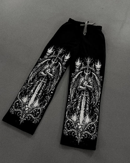 White Skull Gothic Casual Pants Mens American Retro Punk Dark Jogging Pants Harajuku Trend Sweatpants