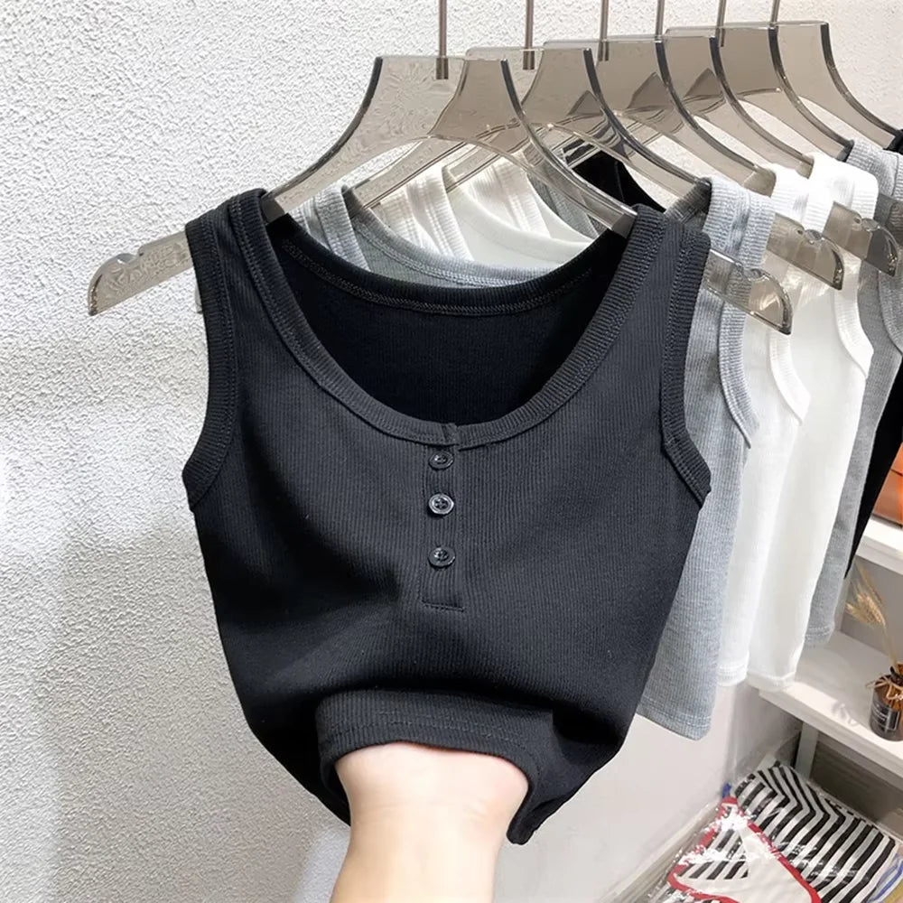 Women's Knitted Round-Neck Casual Tank Top