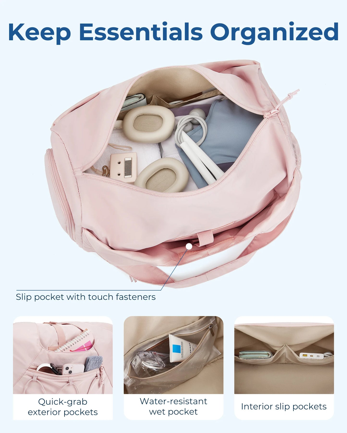 BAGSMART Gym Bag for Women Lightweight Duffel with Shoe Compartment Yoga Travel Tote Bag with Wet Pocket