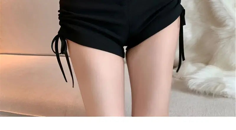 XS-5XL Shorts Women Black Wide-leg High Waist Shirring Lace-up All-match Streetwear Korean Fashion Summer Female Casual Y2k Chic