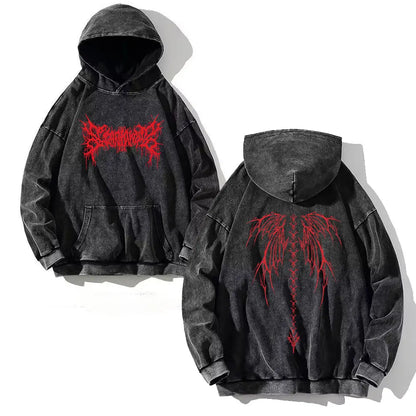 Apex Ritual – Men's Y2K Skull Print Oversized Hoodie – Vintage Hip Hop Pullover Sweatshirt