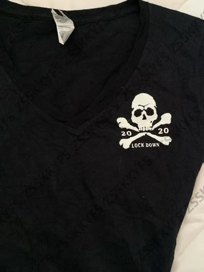 Gothic Skull Print Hot Girl Woman Clothes 2000s T shirt Y2k Summer Harajuku Kawaii Short-sleeved V-neck Tees Sexy Streetwear emo