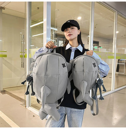 Whale Design Dual Shoulder Backpack Unisex Street Style Cycling Bag Fashionable Student Backpack for Men And Women