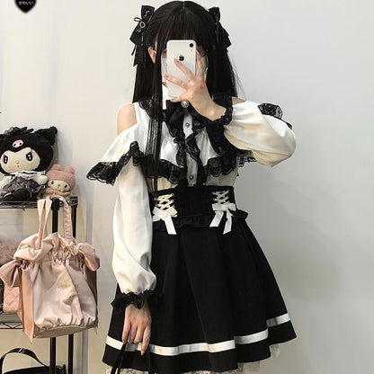 Women's Jirai Kei Lolita Long-Sleeve Blouse