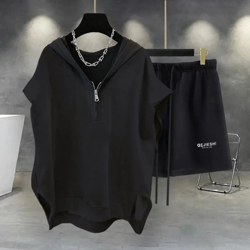 Korean Large Size Casual Sports Shorts Single Piece/suit Men Trend All-match Fashion Straight Leg Loose Half Pants Streetwear