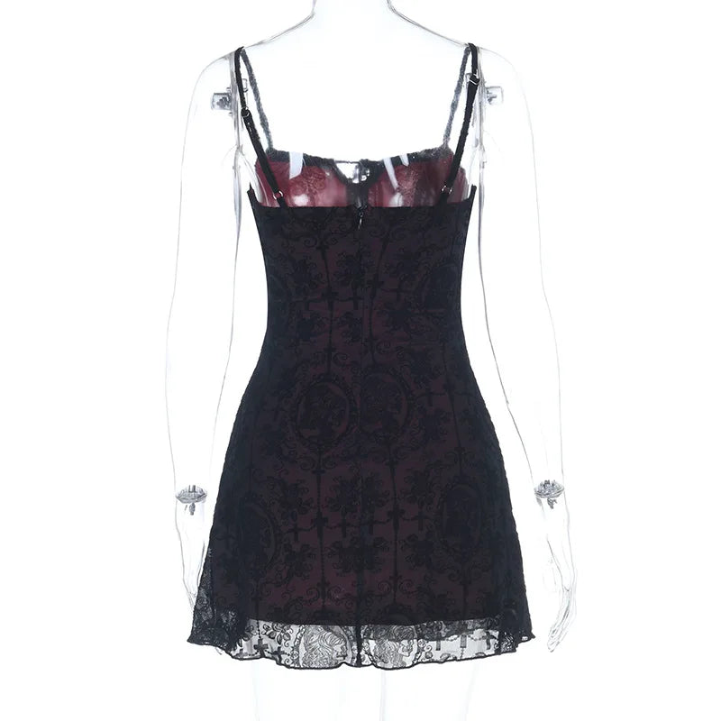 Women's Gothic Cross Strap Mini Dress