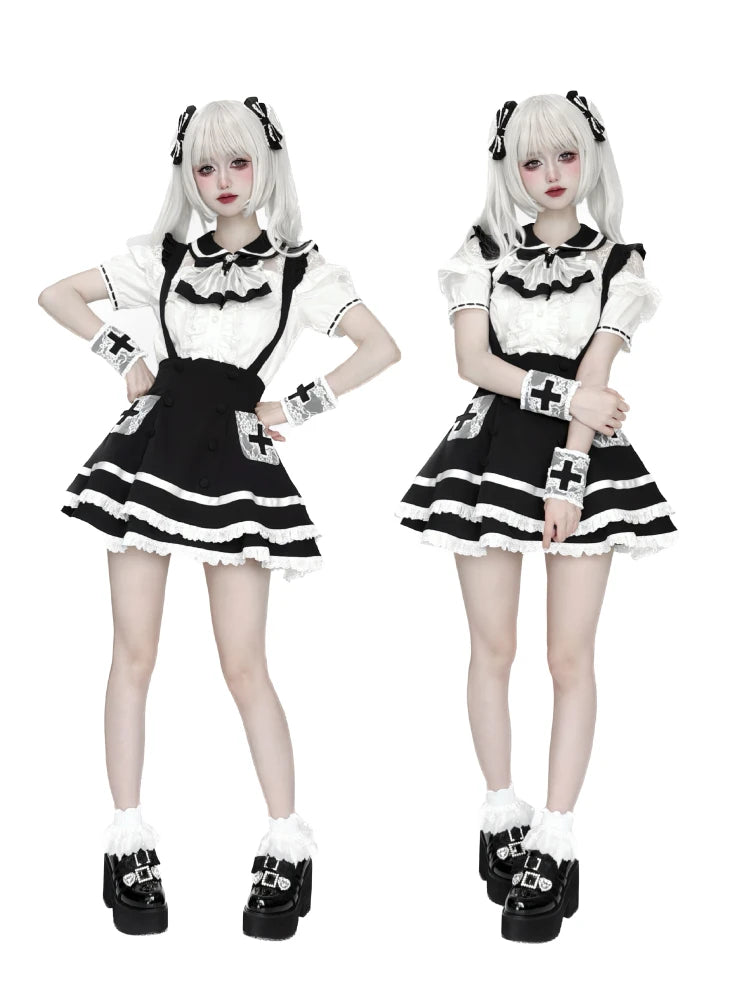 Women's White Gothic Lolita Two-Piece Set