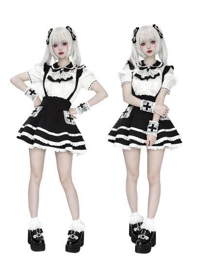 Women's White Gothic Lolita Two-Piece Set