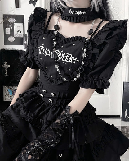 Women's Gothic Puff-Sleeve Sweetheart Dress